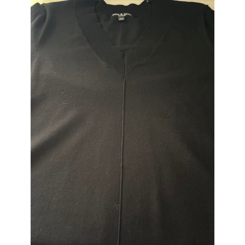 Cable & Gauge V-Neck Pullover 1x Sweater Womens Black Long Sleeve Relax Fit EUC - Picture 8 of 10